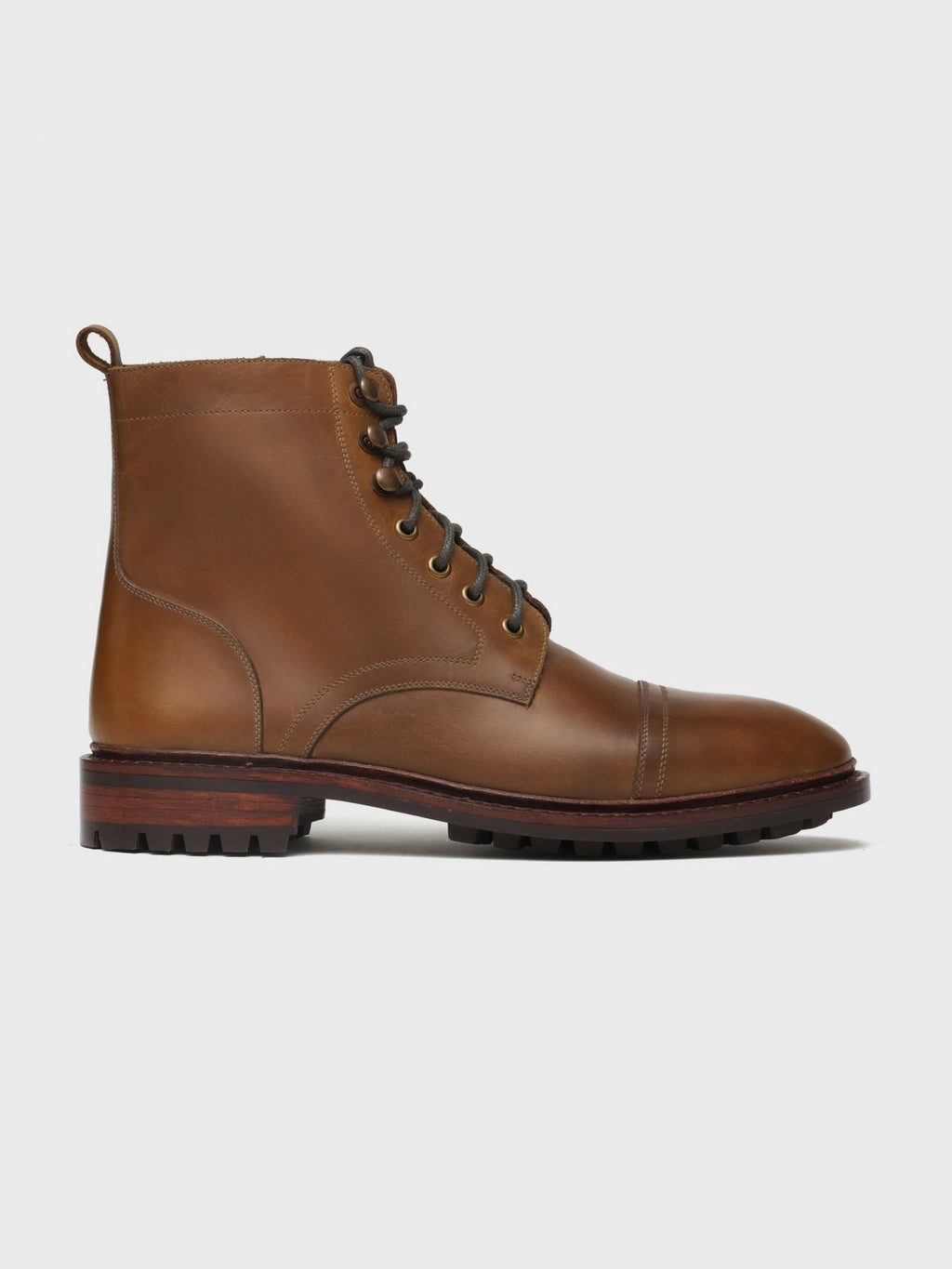 KRONOS, CAP-TOE DERBY BOOT - COGNAC WAXY
