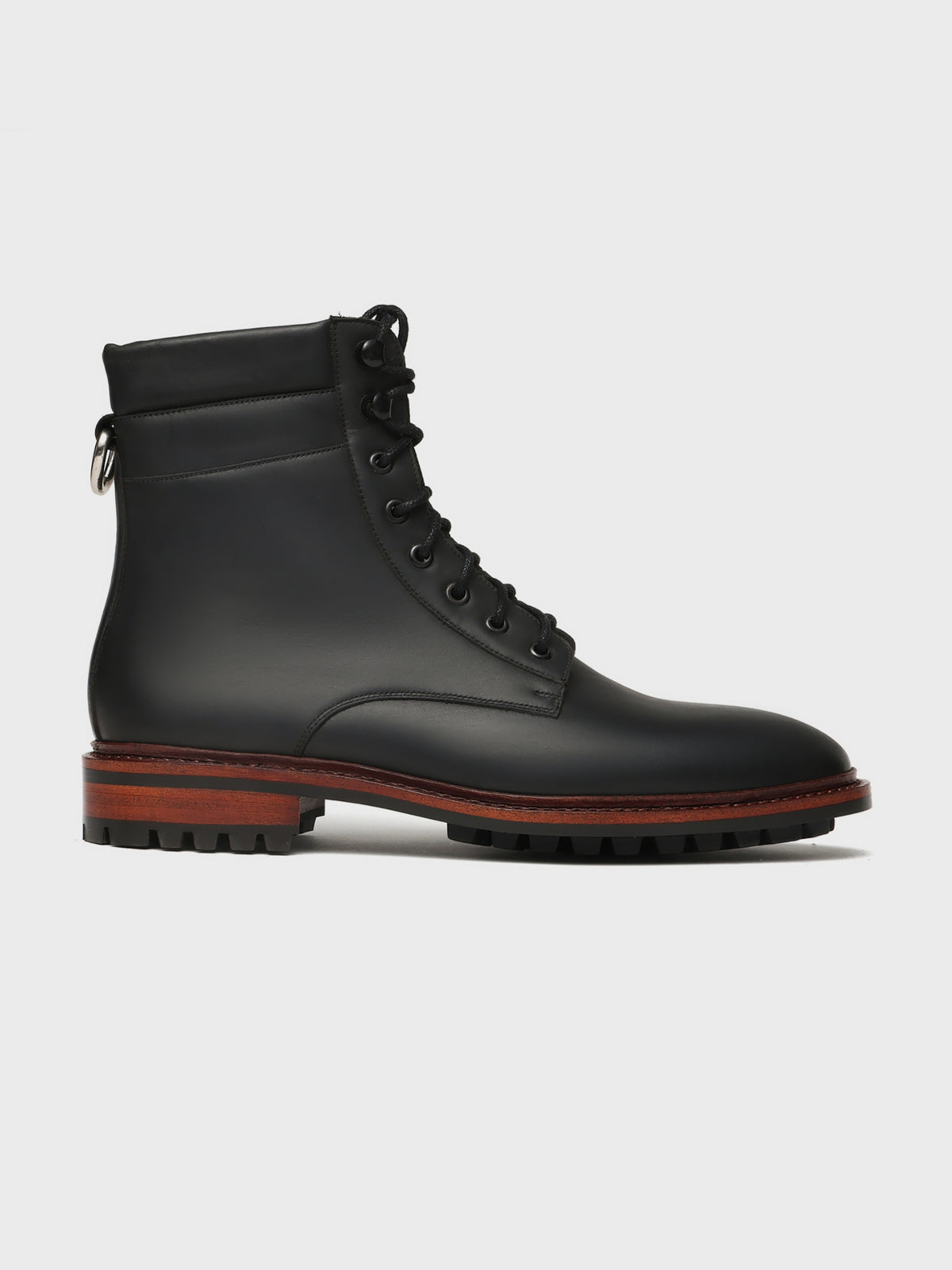 ATLAS, LACE-UP DERBY BOOT - BLACK WAXY