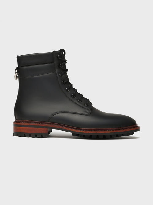 ATLAS, LACE-UP DERBY BOOT - BLACK WAXY
