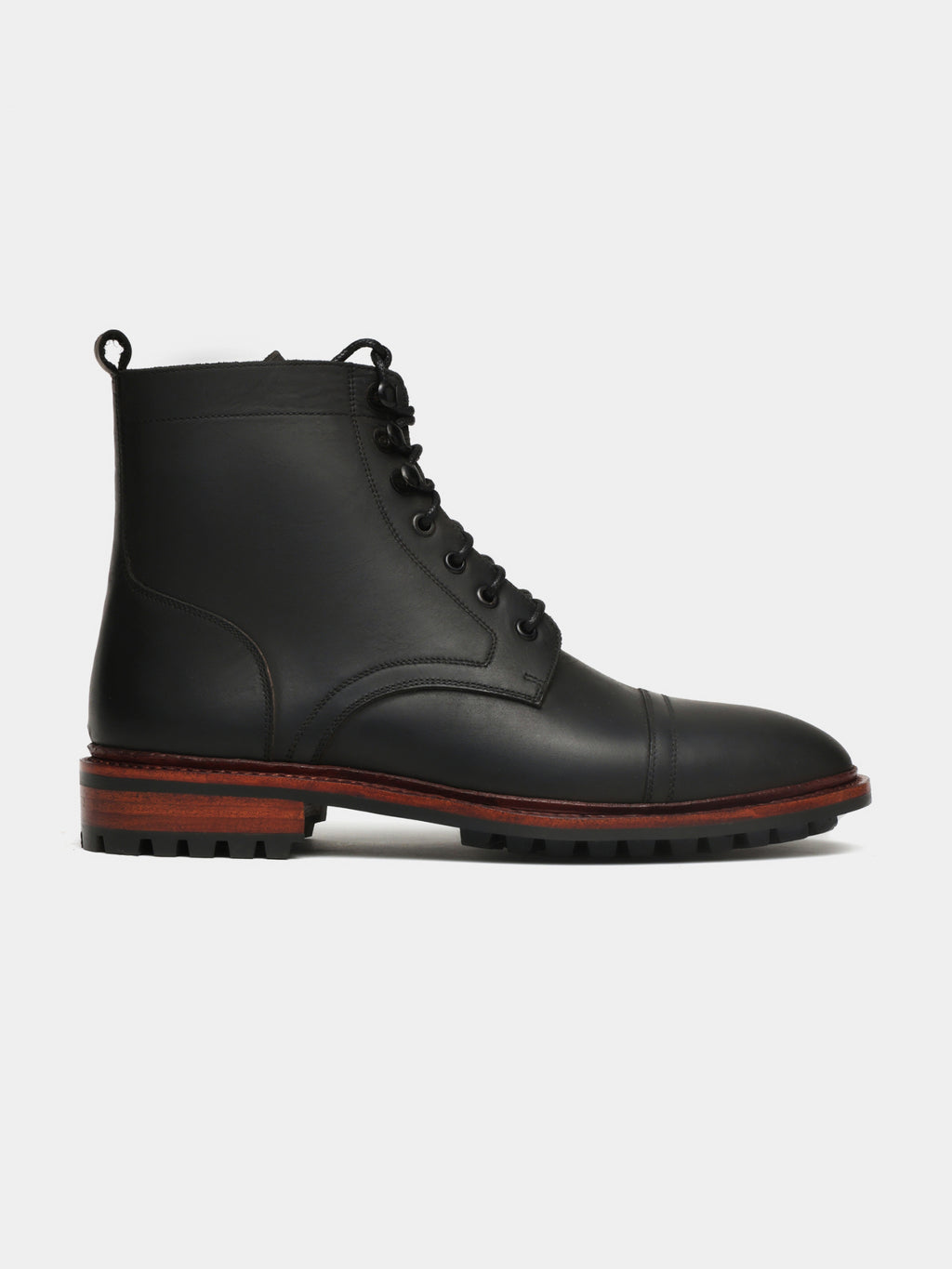 KRONOS, CAP-TOE DERBY BOOT - BLACK WAXY