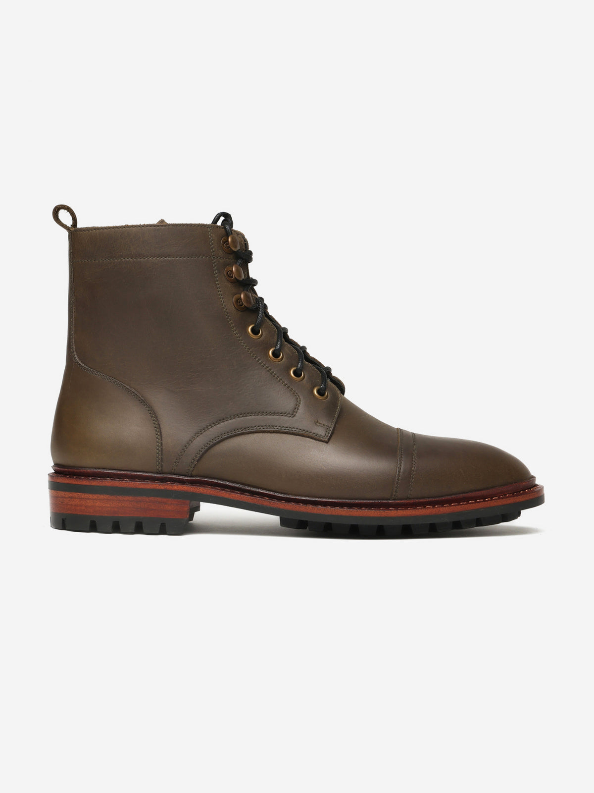 KRONOS, CAP-TOE DERBY BOOT - OLIVE WAXY