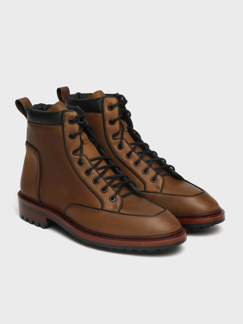 RAPTOR, LACE-UP DERBY - COGNAC WAXY PULLUP