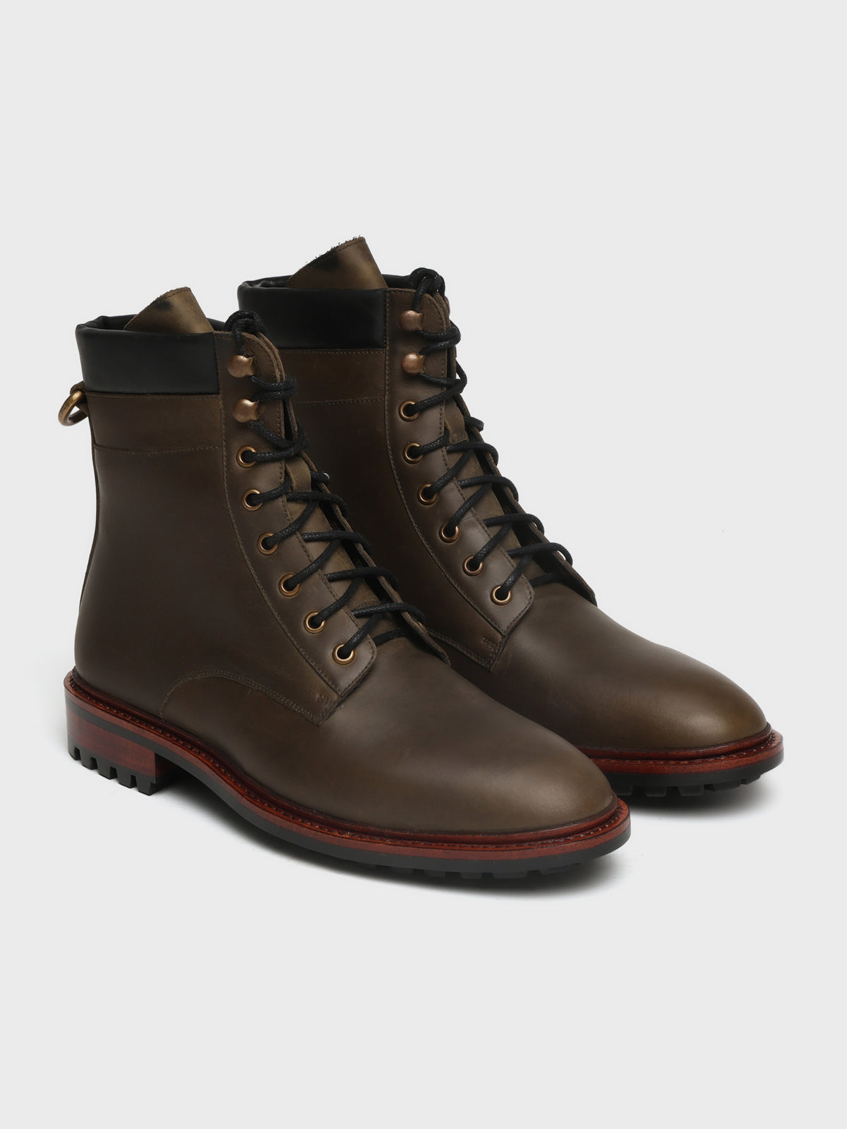 ATLAS, LACE-UP DERBY BOOT - OLIVE WAXY