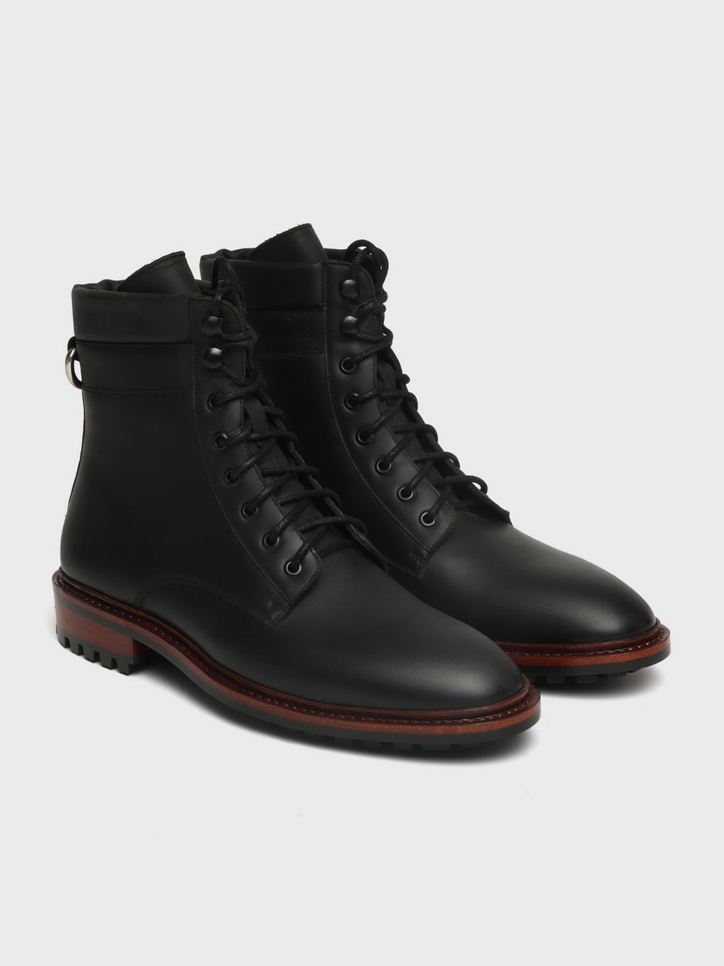 ATLAS, LACE-UP DERBY BOOT - BLACK WAXY