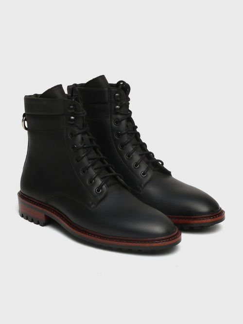 ATLAS, LACE-UP DERBY BOOT - BLACK WAXY