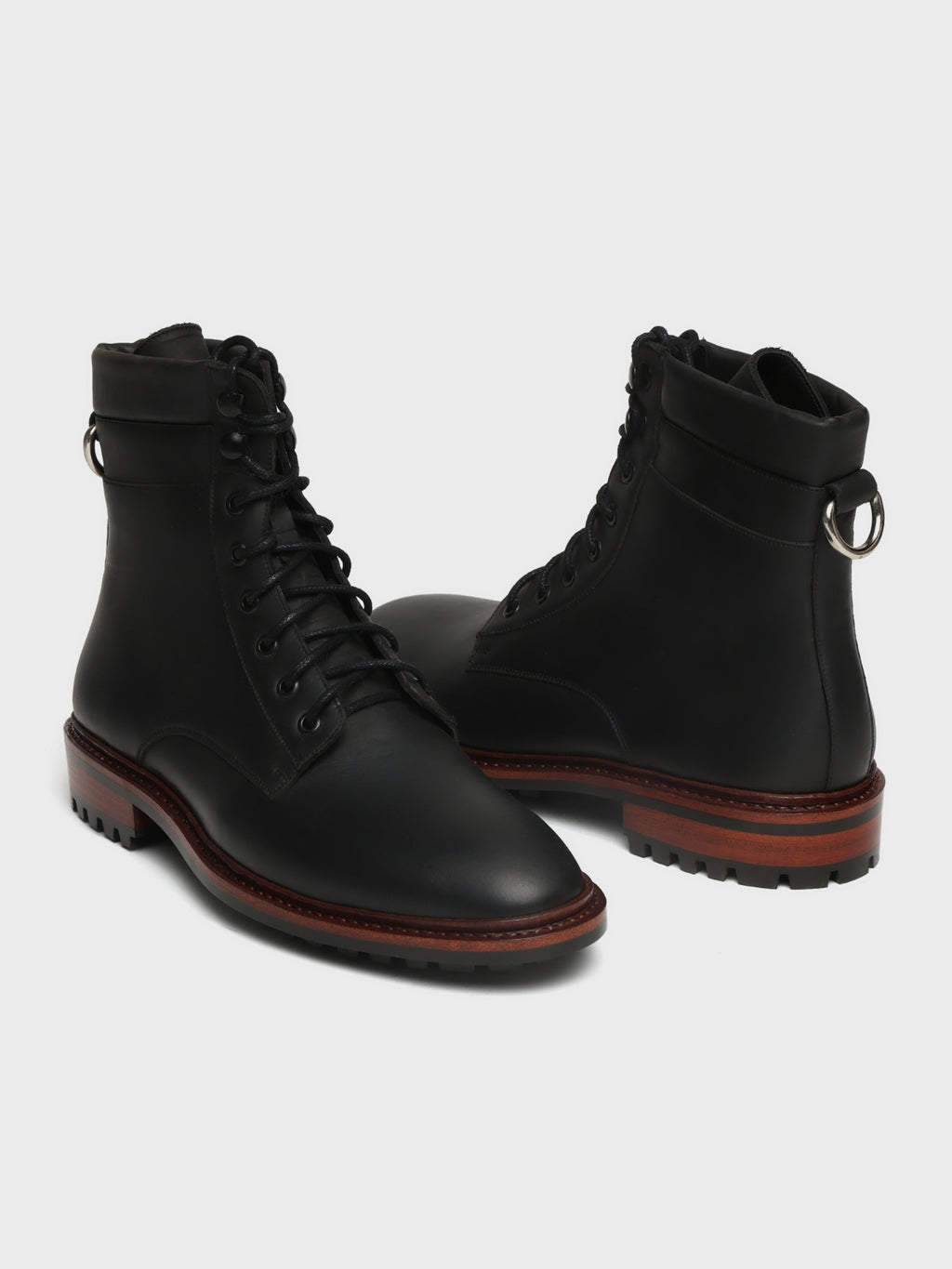 ATLAS, LACE-UP DERBY BOOT - BLACK WAXY
