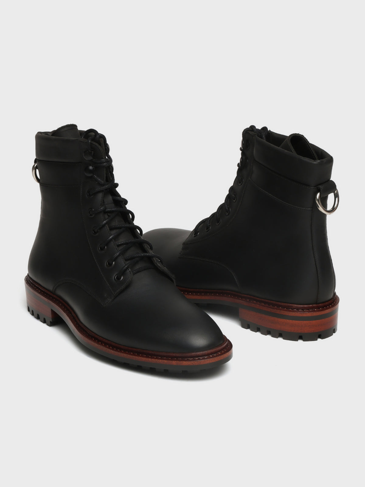 ATLAS, LACE-UP DERBY BOOT - BLACK WAXY