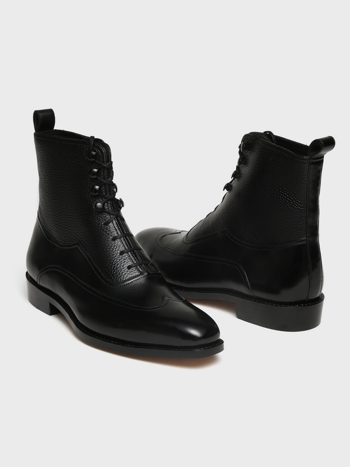 LUCA, WINGTIP BALMORAL OXFORD BOOT - BLACK