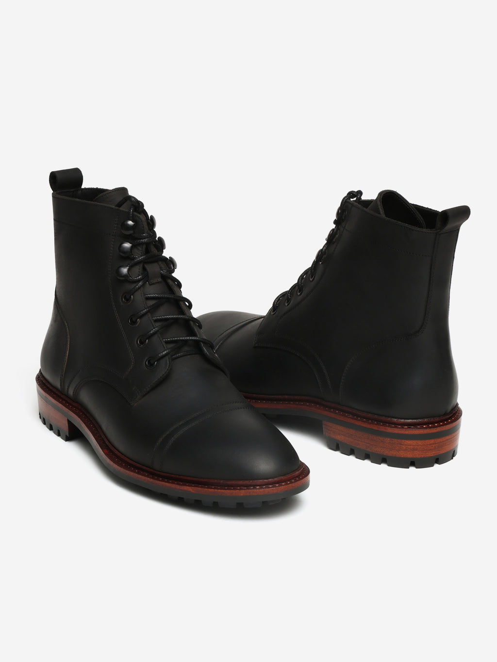 KRONOS, CAP-TOE DERBY BOOT - BLACK WAXY