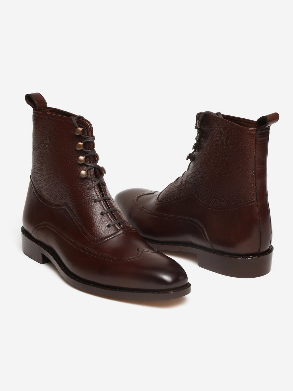 LUCA, WINGTIP BALMORAL OXFORD BOOT - BROWN