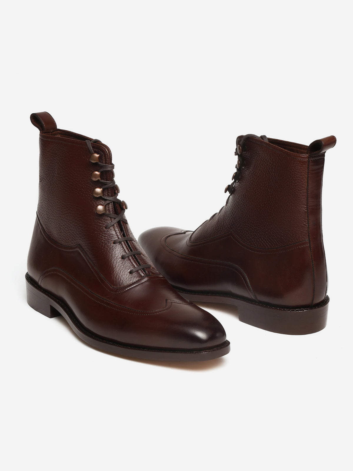 LUCA, WINGTIP BALMORAL OXFORD BOOT - BROWN