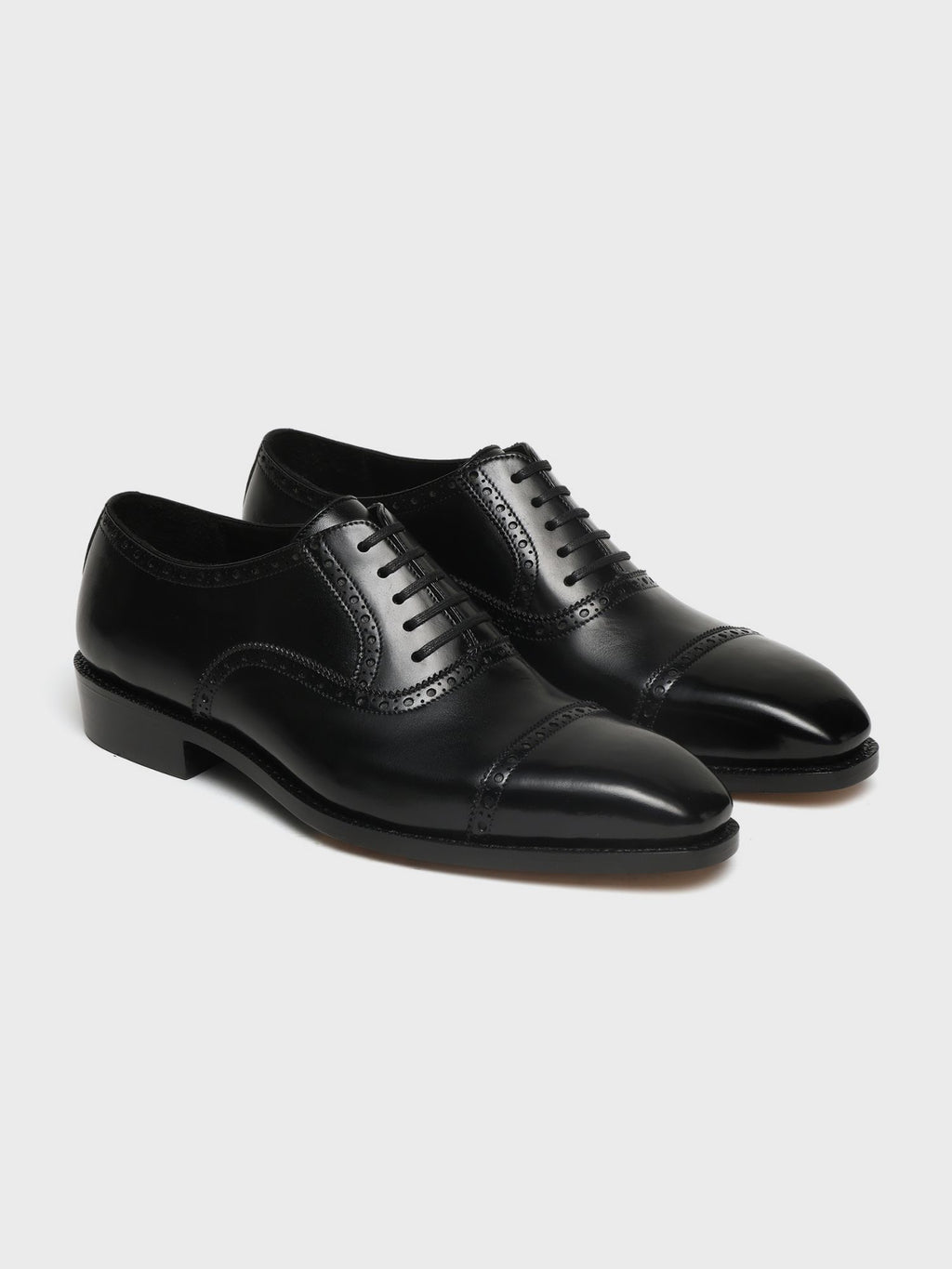 DEREK, QUARTER BROGUE OXFORD - BLACK