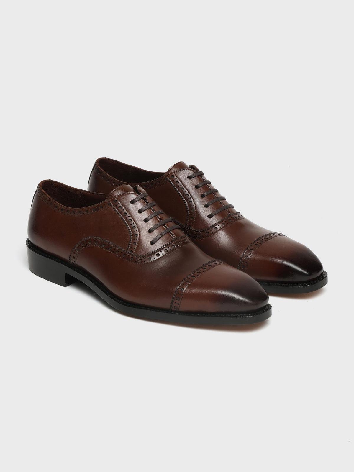 DEREK, QUARTER BROGUE OXFORD - BROWN