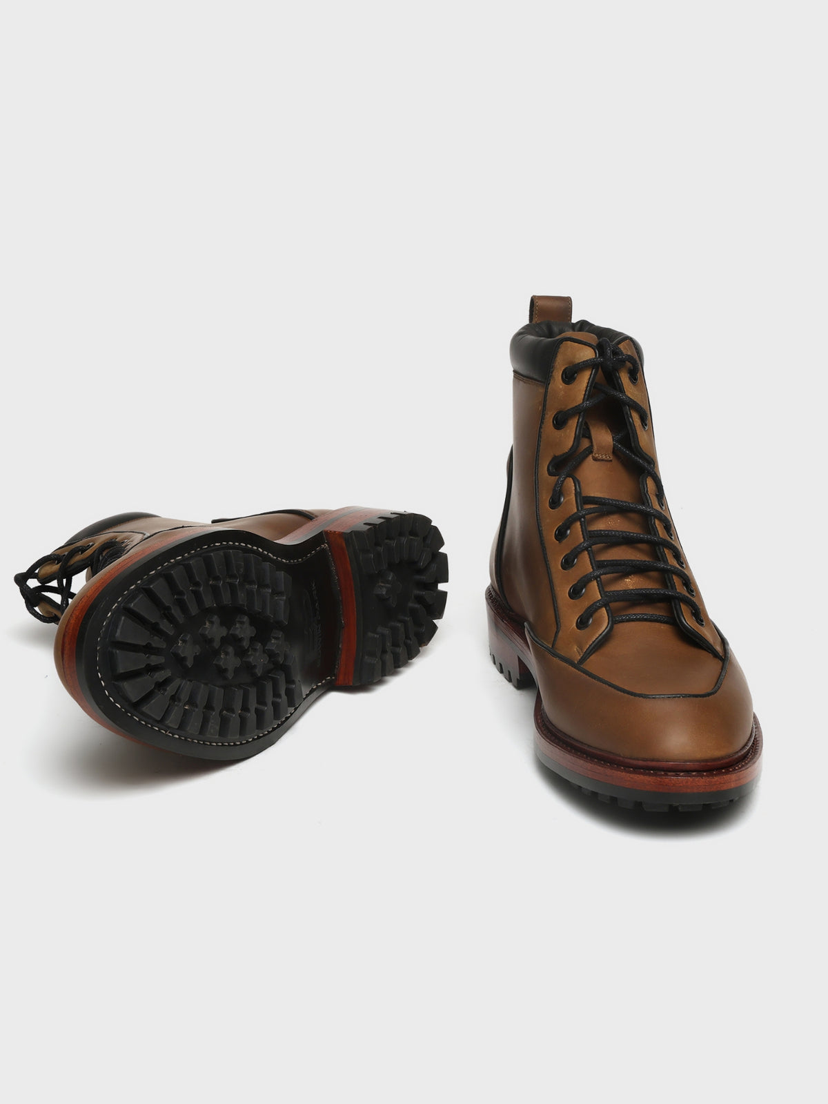 RAPTOR, LACE-UP DERBY - COGNAC WAXY PULLUP