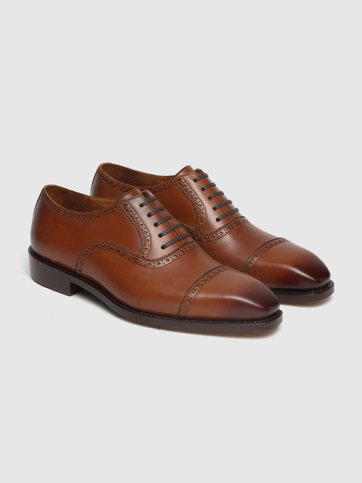 DEREK, QUARTER BROGUE OXFORD - TAN