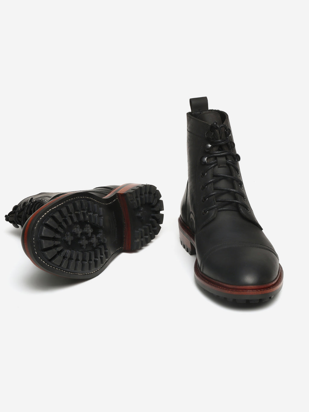 KRONOS, CAP-TOE DERBY BOOT - BLACK WAXY