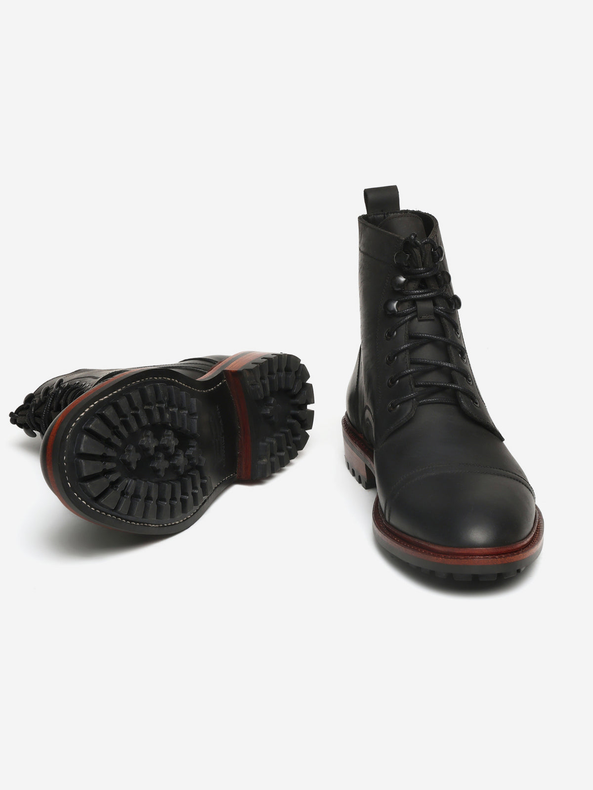 KRONOS, CAP-TOE DERBY BOOT - BLACK WAXY