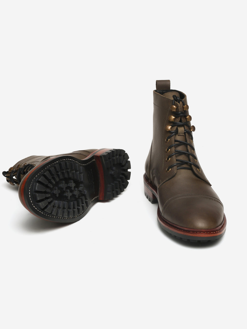 KRONOS, CAP-TOE DERBY BOOT - OLIVE WAXY