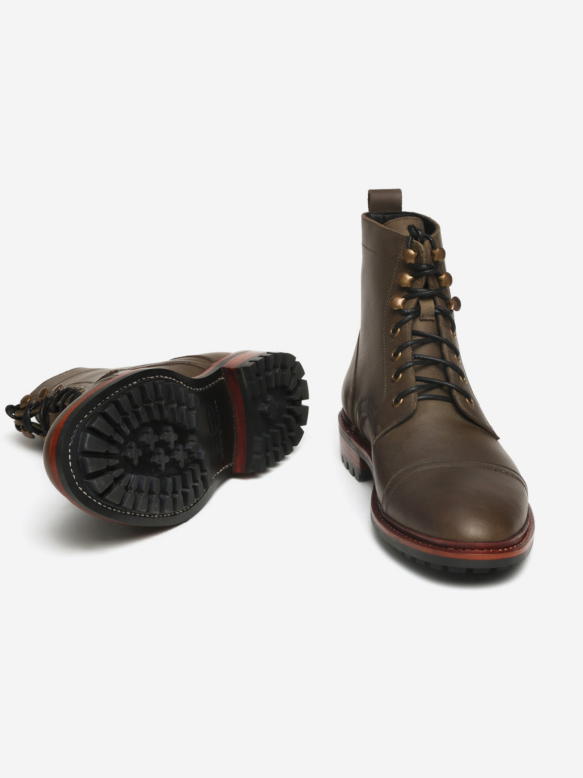KRONOS, CAP-TOE DERBY BOOT - OLIVE WAXY