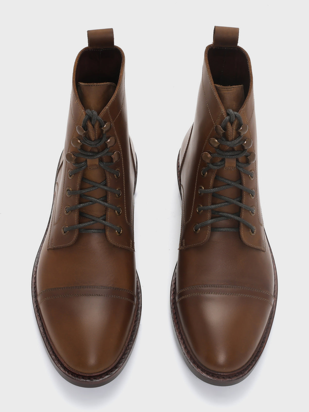 KRONOS, CAP-TOE DERBY BOOT - COGNAC WAXY