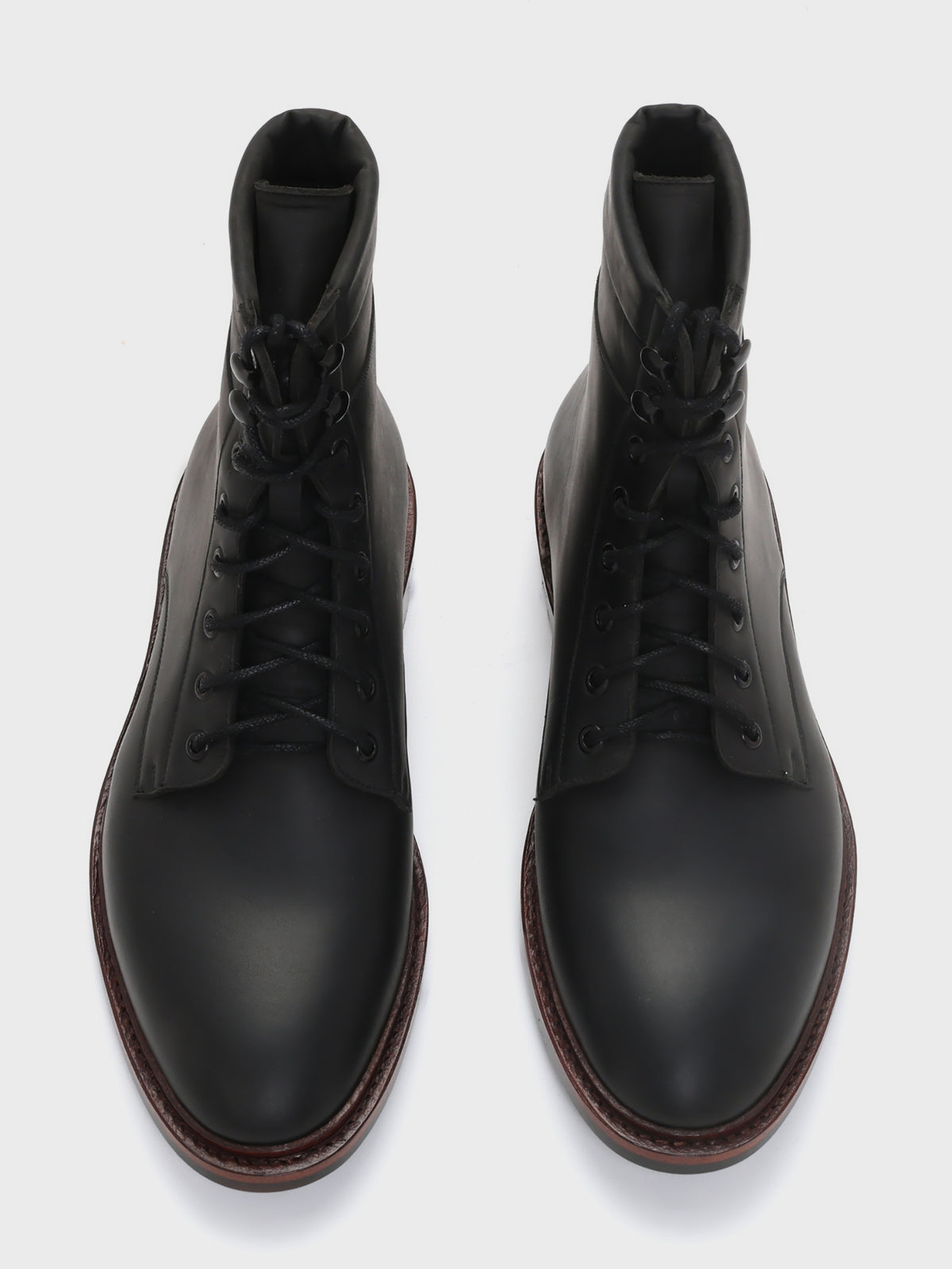 ATLAS, LACE-UP DERBY BOOT - BLACK WAXY
