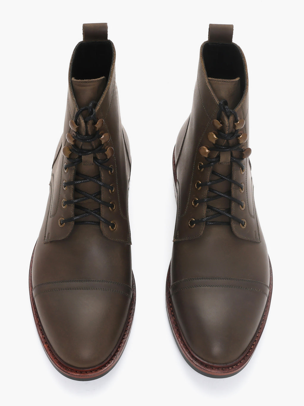 KRONOS, CAP-TOE DERBY BOOT - OLIVE WAXY