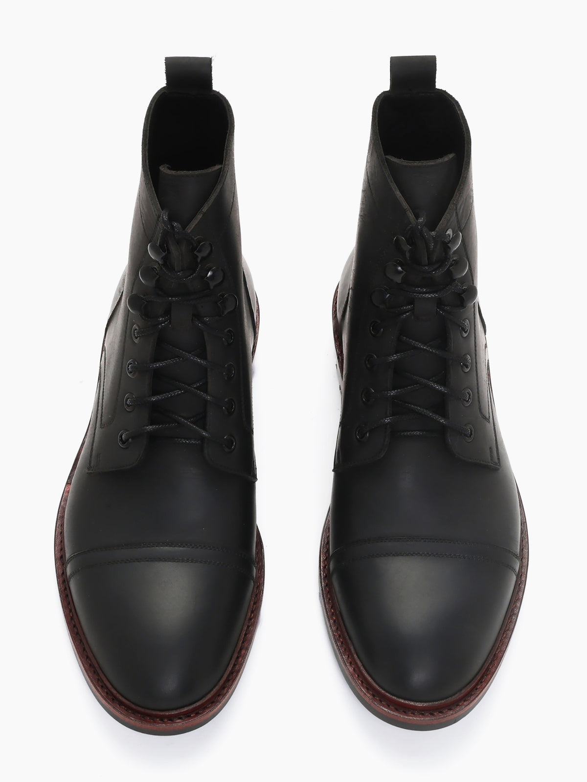 KRONOS, CAP-TOE DERBY BOOT - BLACK WAXY