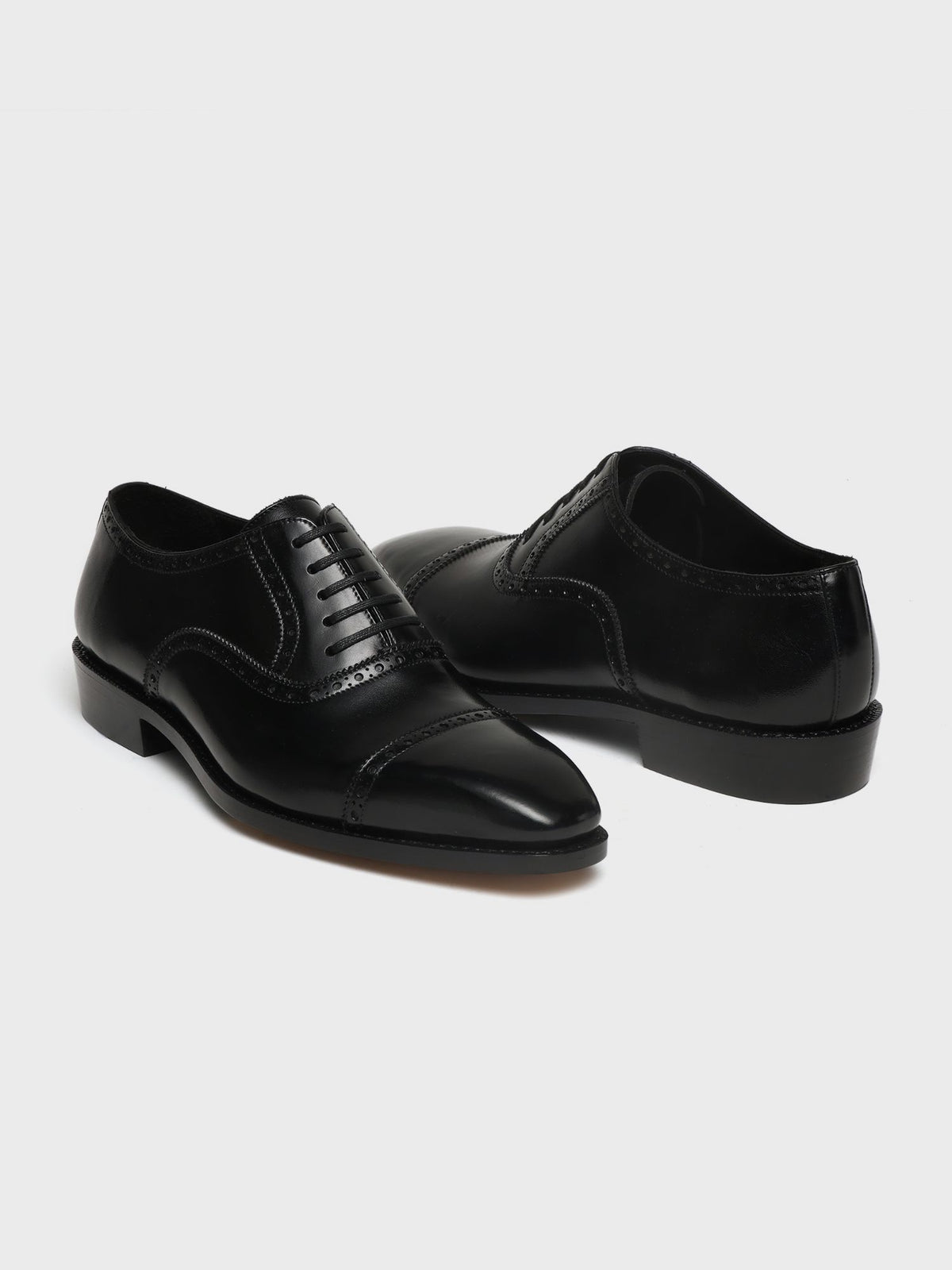 DEREK, QUARTER BROGUE OXFORD - BLACK