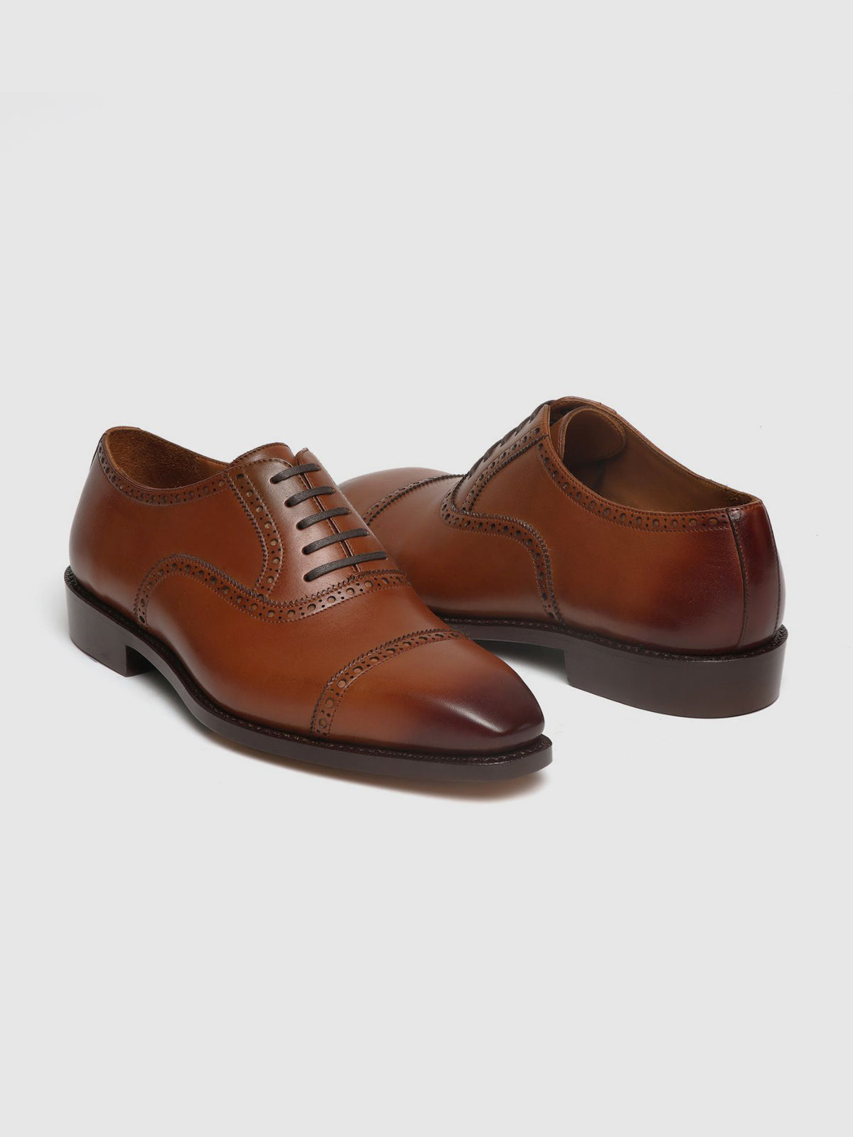 DEREK, QUARTER BROGUE OXFORD - TAN
